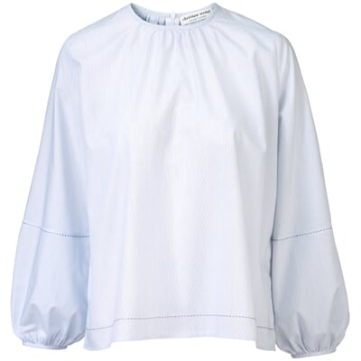 manufactum Damen-Oversizebluse feingestreift Weiß-Blau Verkauf