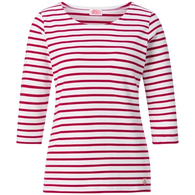 manufactum Damen-Shirt Dreiviertelarm Weiß-Rot Fabrikpreis