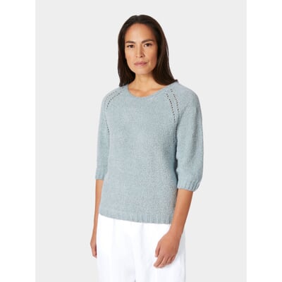 manufactum Damen-Strickshirt Halbarm Hellblau Cyber Monday