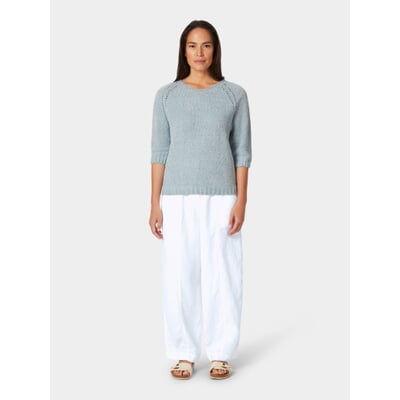 manufactum Damen-Strickshirt Halbarm Hellblau Cyber Monday