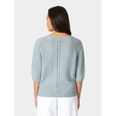 manufactum Damen-Strickshirt Halbarm Hellblau Cyber Monday
