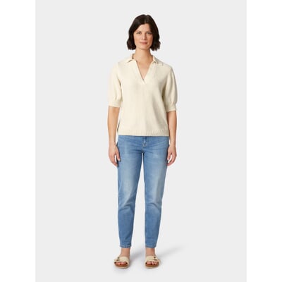 manufactum Damen-Strickpolo Bouclé Naturweiß Vatertagsangebot