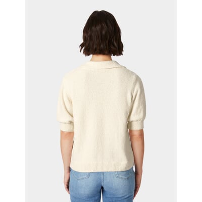 manufactum Damen-Strickpolo Bouclé Naturweiß Vatertagsangebot