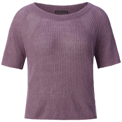 manufactum Damen-Strickshirt Halbarm Leinen Flieder Valentinstagsangebot