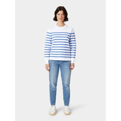 manufactum Damen-Sweatshirt Weiß-Blau Zeitlich begrenztes Angebot