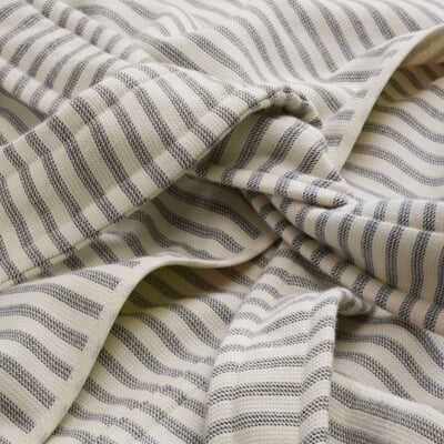 manufactum Unisex-Bademantel fein gestreift Beige-Weiß Exklusive Angebote