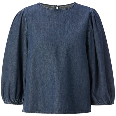 manufactum Damen-Jeansbluse 3/4-Arm Mittelblau VIP-Rabatte