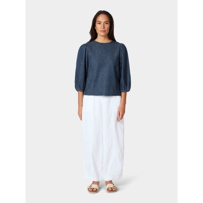 manufactum Damen-Jeansbluse 3/4-Arm Mittelblau VIP-Rabatte