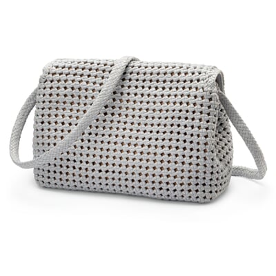 manufactum Damen-Handtasche geknüpft hellgrau Auslauf