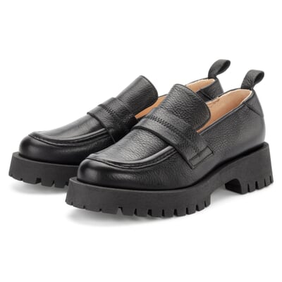manufactum Damenloafer Leder Schwarz Muttertagsangebot