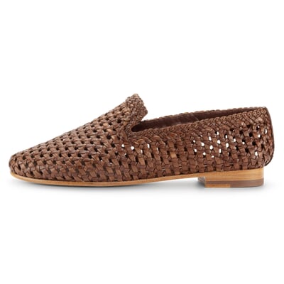 manufactum Damen-Lederslipper geflochten Braun Vatertagsangebot