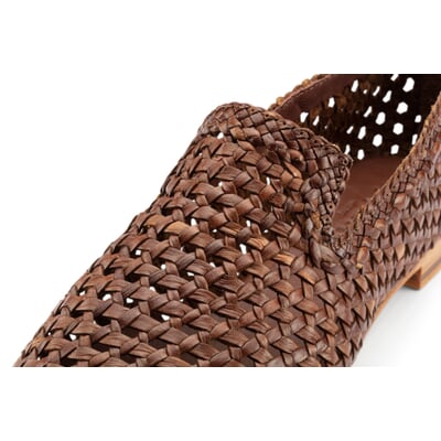 manufactum Damen-Lederslipper geflochten Braun Vatertagsangebot
