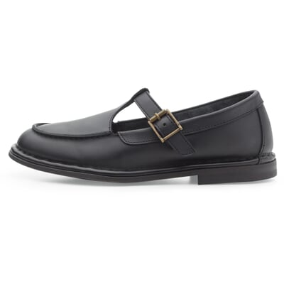 manufactum Damen-Loafer mit Riemen Schwarz Lagerräumung