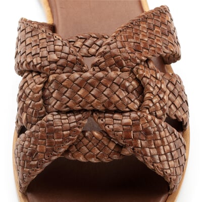 manufactum Damen-Lederpantolette geflochten Braun Top Angebot