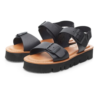 manufactum Damen-Ledersandale Schwarz