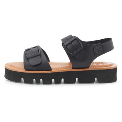 manufactum Damen-Ledersandale Schwarz Blitzangebot