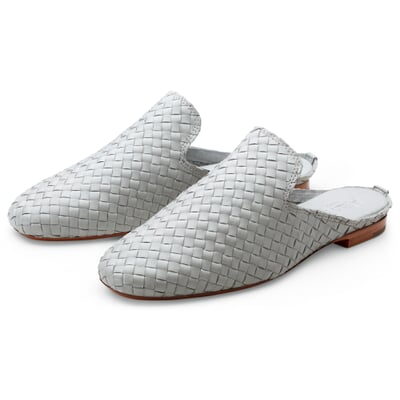 manufactum Damen-Slipper geflochten Hellgrau