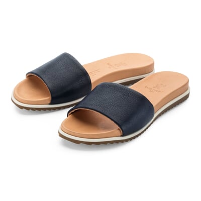 manufactum Damen-Lederpantolette Dunkelblau