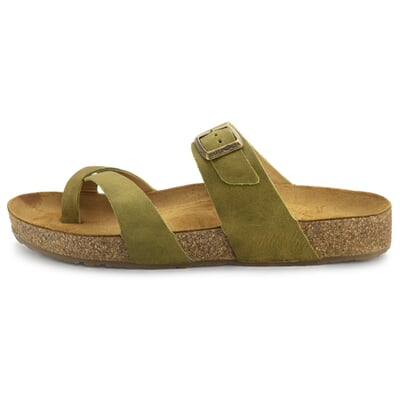 manufactum Damen-Lederpantolette Oliv Discount Store für neue Produkte