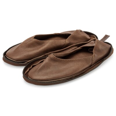 manufactum Damen-Reisepantoffel Leder Braun Super Rabatt