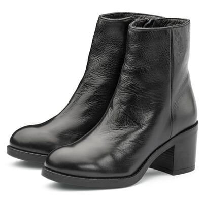manufactum Damenstiefelette Rindleder Schwarz