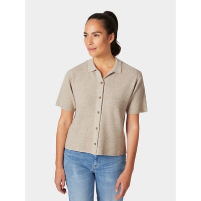 manufactum Damen-Strickpolo geknöpft Natur im Angebot