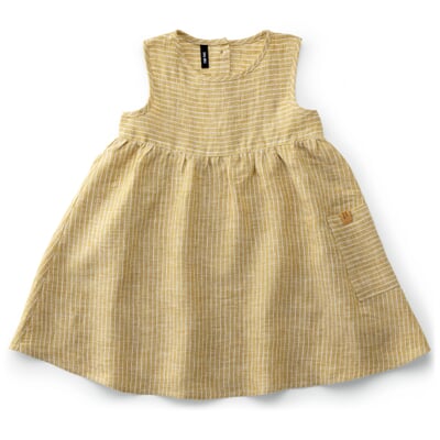 manufactum Kinder-Kleid Leinen gestreift Hellgelb Online Outlet