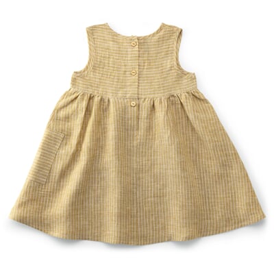 manufactum Kinder-Kleid Leinen gestreift Hellgelb Online Outlet
