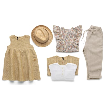 manufactum Kinder-Kleid Leinen gestreift Hellgelb Online Outlet