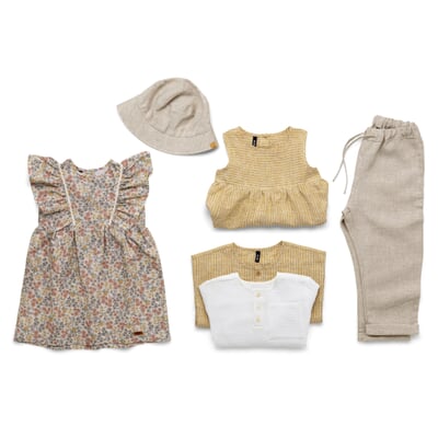 manufactum Kinder-Kleid Leinen gestreift Hellgelb Online Outlet