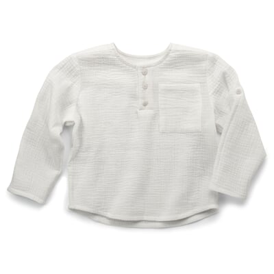 manufactum Kinder-Henley-Shirt Musselin Weiß