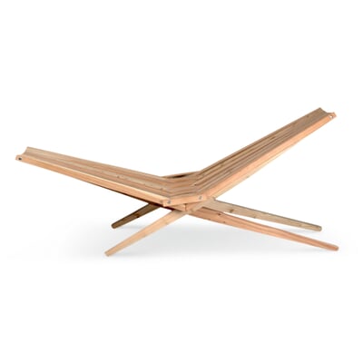 manufactum Faltliege Woodlounger Blau/Rot Fabrikverkauf