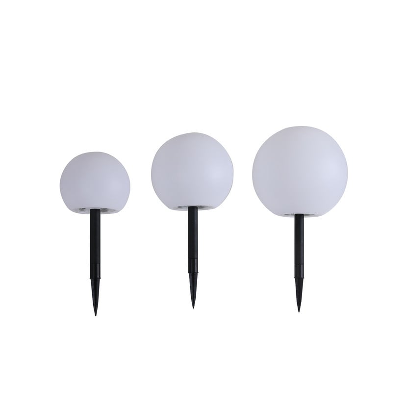 lampenwelt Lindby LED-Solarlampen Lago 3er-Set Kugeln Erdspieß weiß Top Angebot