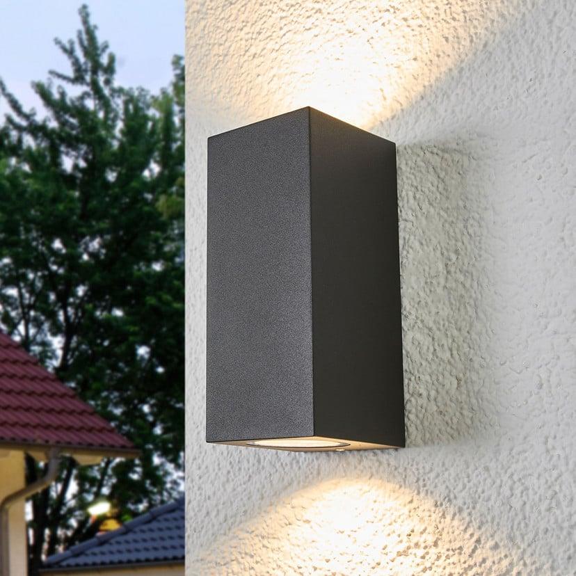 lampenwelt Lucande Außenwandleuchte Xava up/down grafit 2-flg. GU10