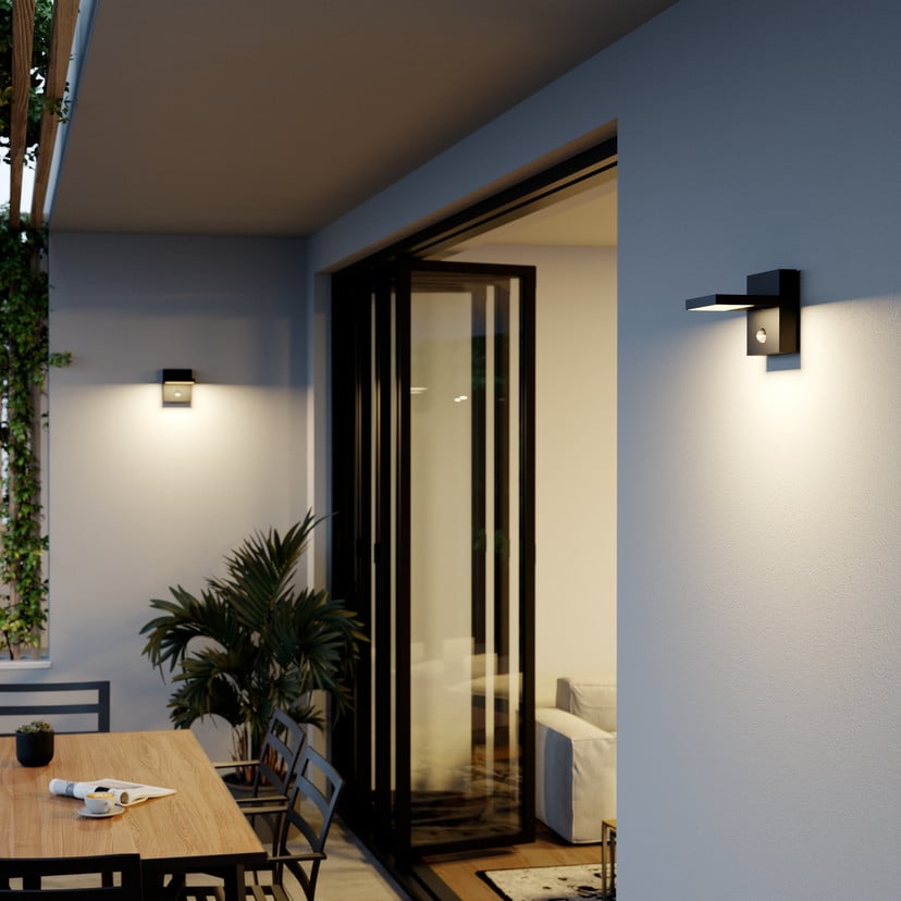 lampenwelt Lucande LED-Außenwandlampe Silvan grafitgrau Sensor IP54 Online Outlet