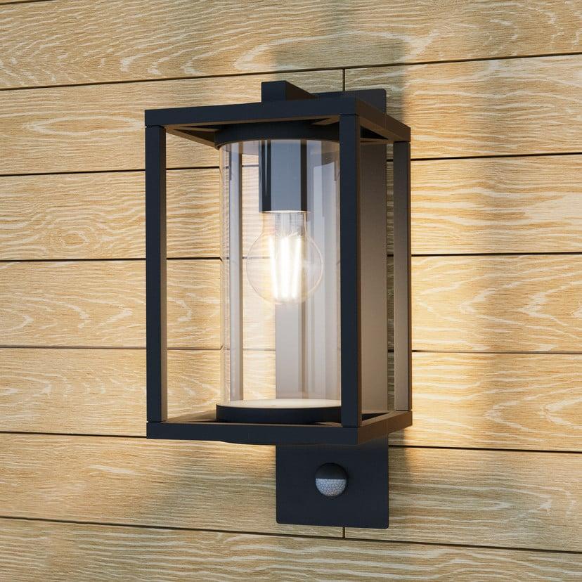 lampenwelt Lucande Außenwandlampe Ferda Sensor hängend grau E27