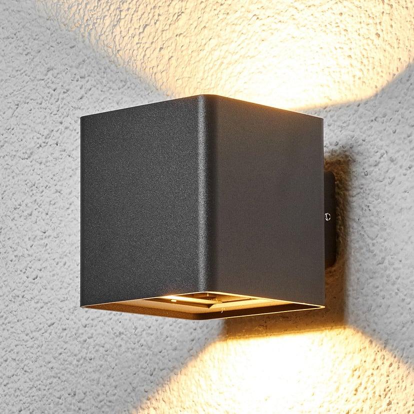 lampenwelt Lucande LED-Außenwandleuchte Aaron anthrazit IP54 up/down