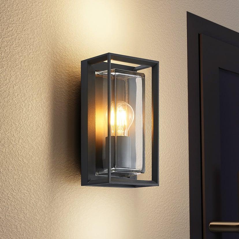lampenwelt Arcchio Außenwandleuchte Ismera anthrazit/klar IP65 Glas