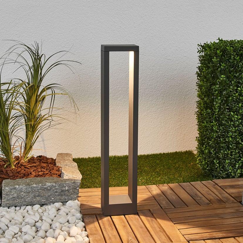 lampenwelt Lucande LED-Wegelampe Jupp 60 cm grafitgrau Metall IP54