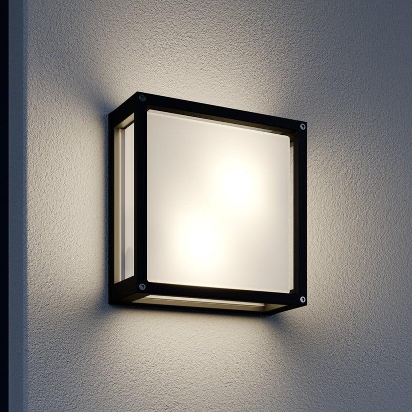 lampenwelt Lucande Außenwandlampe Aurelien grau Metall 25 x 25 cm