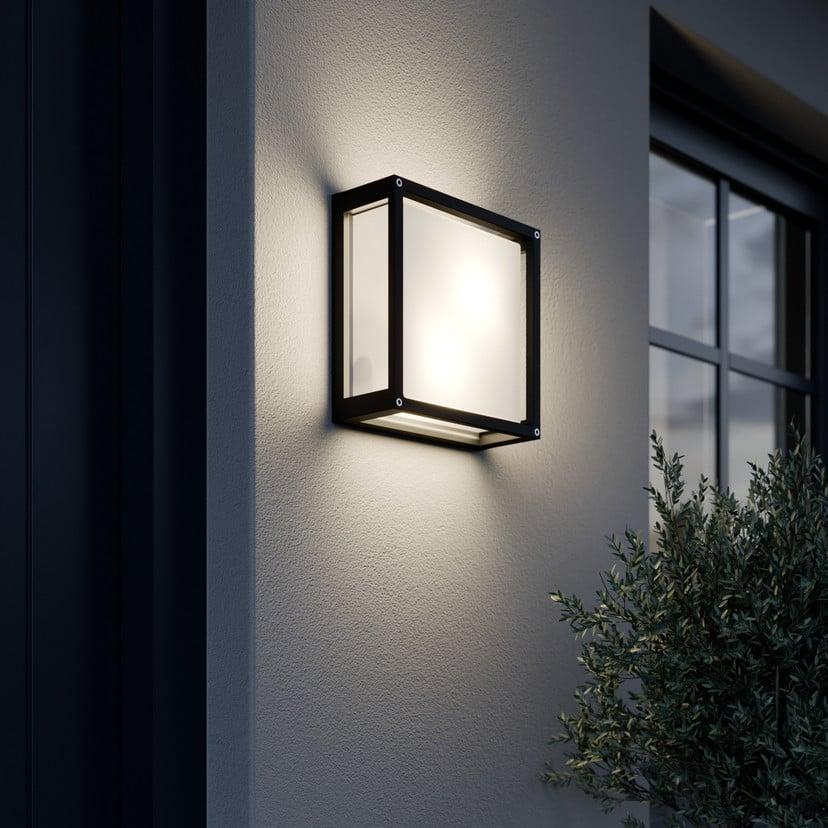 lampenwelt Lucande Außenwandlampe Aurelien grau Metall 25 x 25 cm Räumungsverkauf