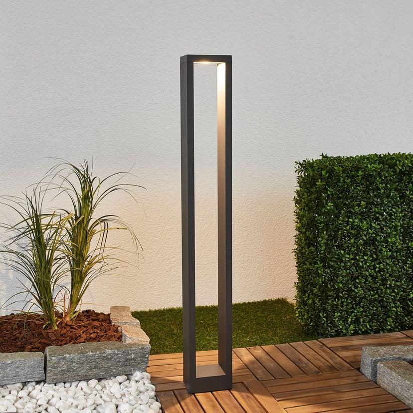 lampenwelt Lucande LED-Wegelampe Jupp 90 cm grafitgrau Metall IP54