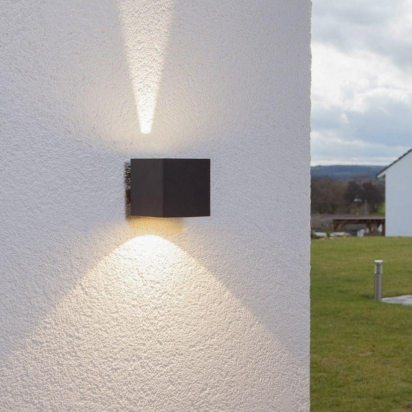 lampenwelt Lucande LED-Außenwandleuchte Jarno anthrazit Metall 9 cm