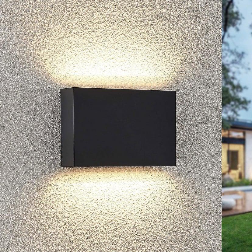 lampenwelt Lindby LED-Außenwandleuchte Jarte 20cm up/down grau IP65