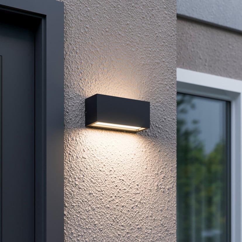 lampenwelt Lucande Außenwandleuchte Bente grafitgrau Aluminium 11 cm