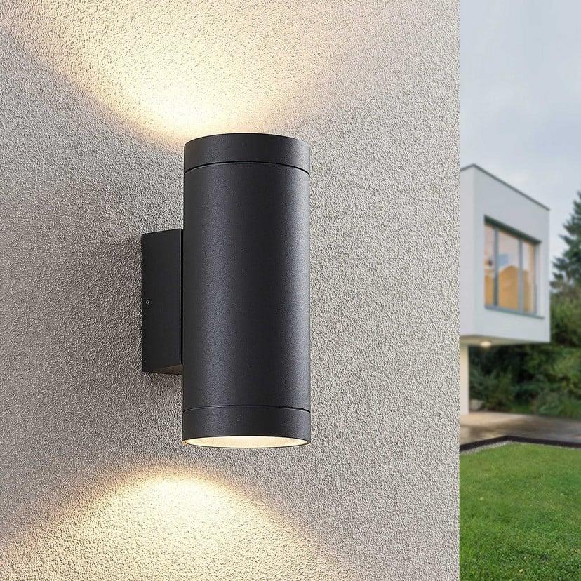 lampenwelt Lucande Außenwandleuchte Thomke 2-flammig anthrazit Alu Letzte 2 Tage