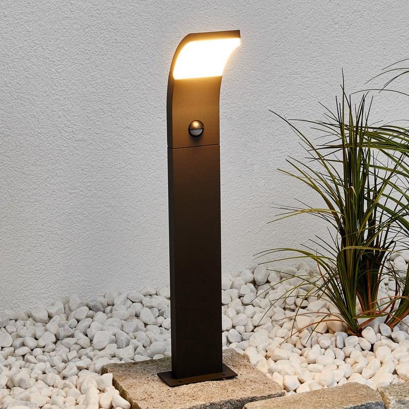 lampenwelt Lucande LED-Wegelampe Timm Sensor 60 cm grafitgrau IP54
