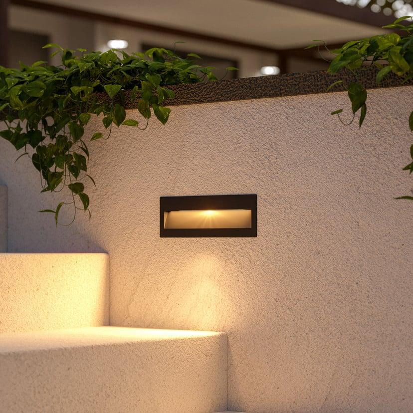 lampenwelt Lucande LED-Wandeinbauleuchte Loya 23 x 8 cm grau IP54