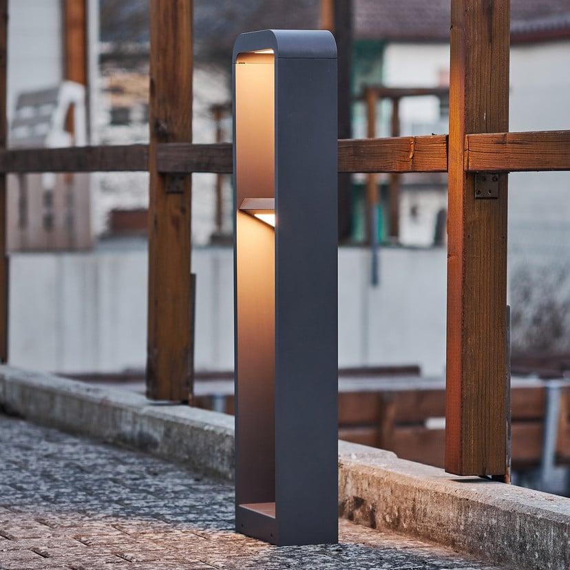 lampenwelt Lindby LED-Wegeleuchte Darko 80 cm grau Metall IP54