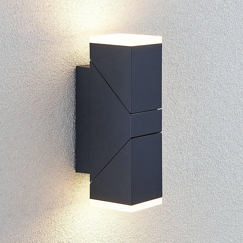 lampenwelt Lindby LED-Wandleuchte Sally 22cm anthrazit IP54